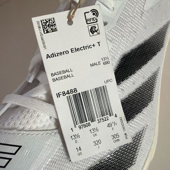 Adidas Adizero Electric+ T Baseball Cleats Men Size 14 Shoes White IF8488 NEW main image 4